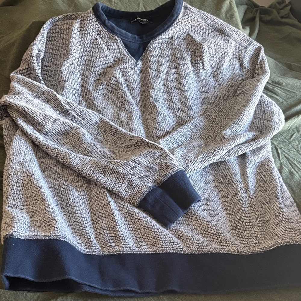 Express Men's Navy and Heather Gray Crewneck Sweater